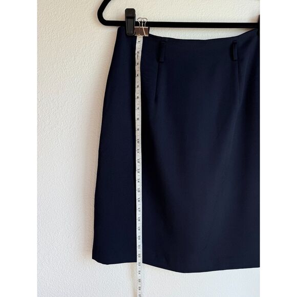 Y2K Vintage Halston Womens Knee Length Navy Pencil Skirt with Belt Loops Size 12 - Picture 6 of 8